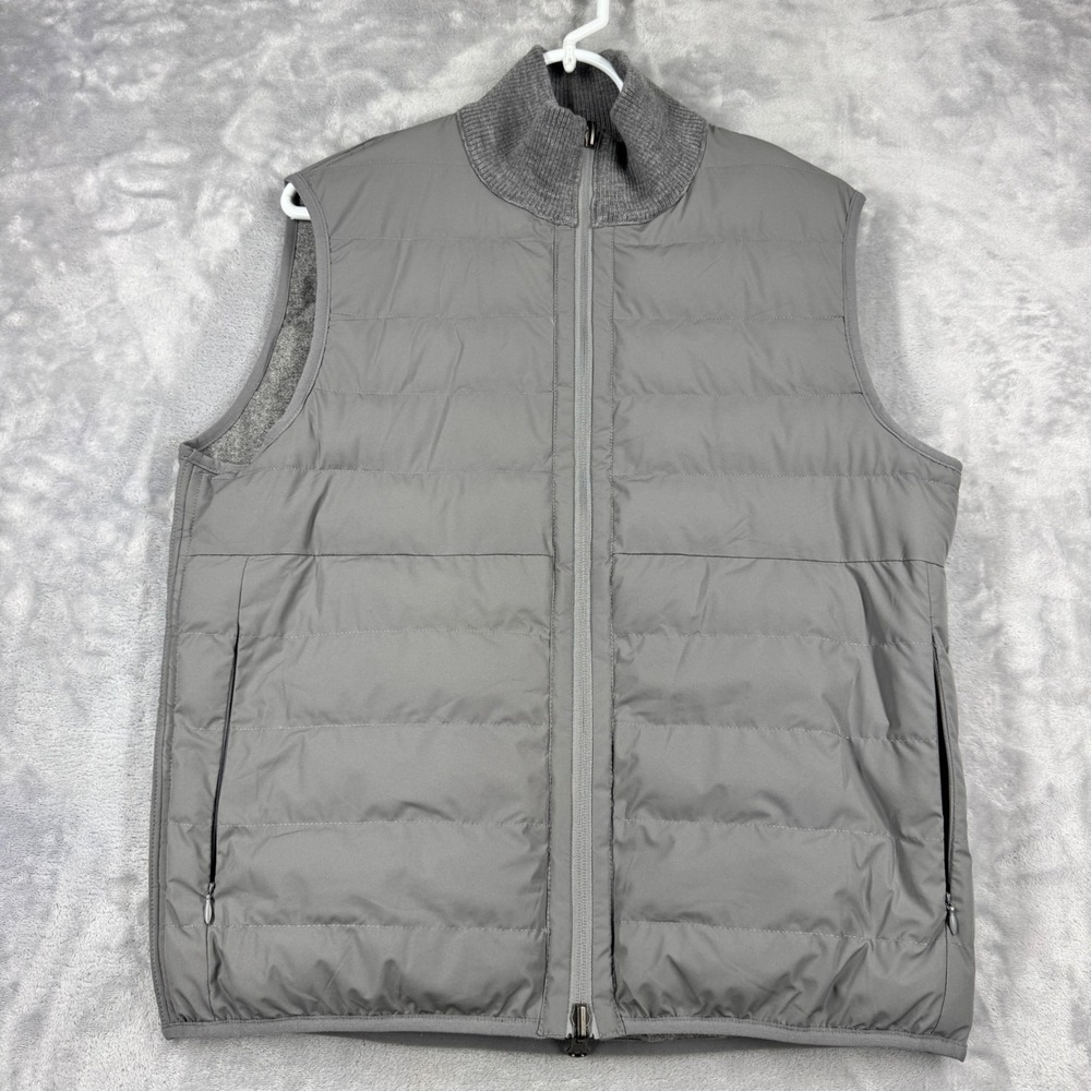 COLLARS & CO Regent Reversible Quilted Wool Vest Mens S Heathered Grey NWOT